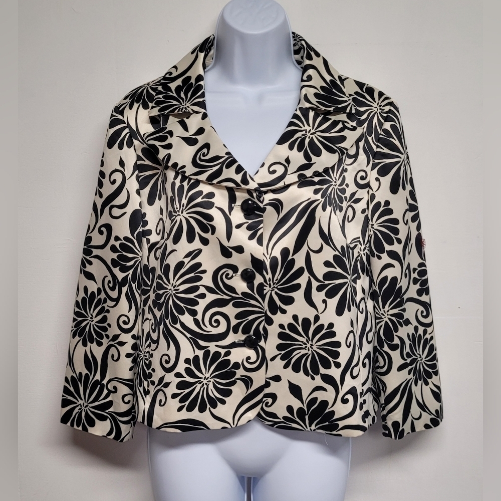 Dress Barn Boxy Blazer Jacket 12 Bold Floral Like New